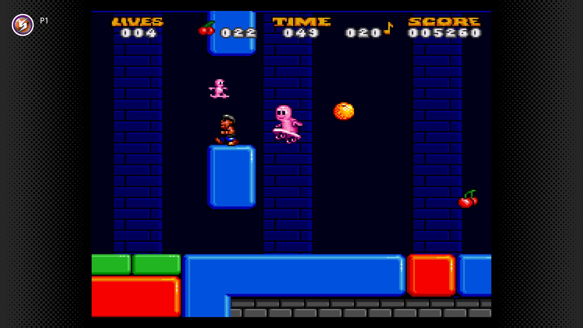 Jelly Boy turns himself into a skateboard in Jelly Boy for SNES on Nintendo Switch Online.